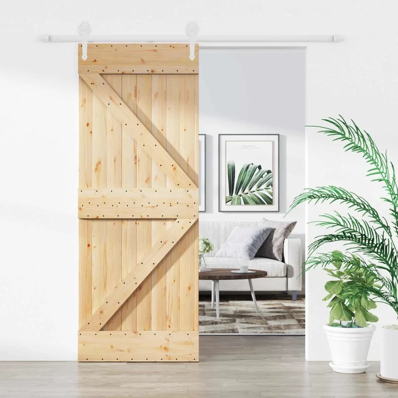 Porta scorrevole 80 x 210 cm Legno Massello di Pino 3445135