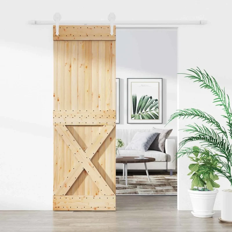 Porta scorrevole 80 x 210 cm Legno Massello di Pino 3445173