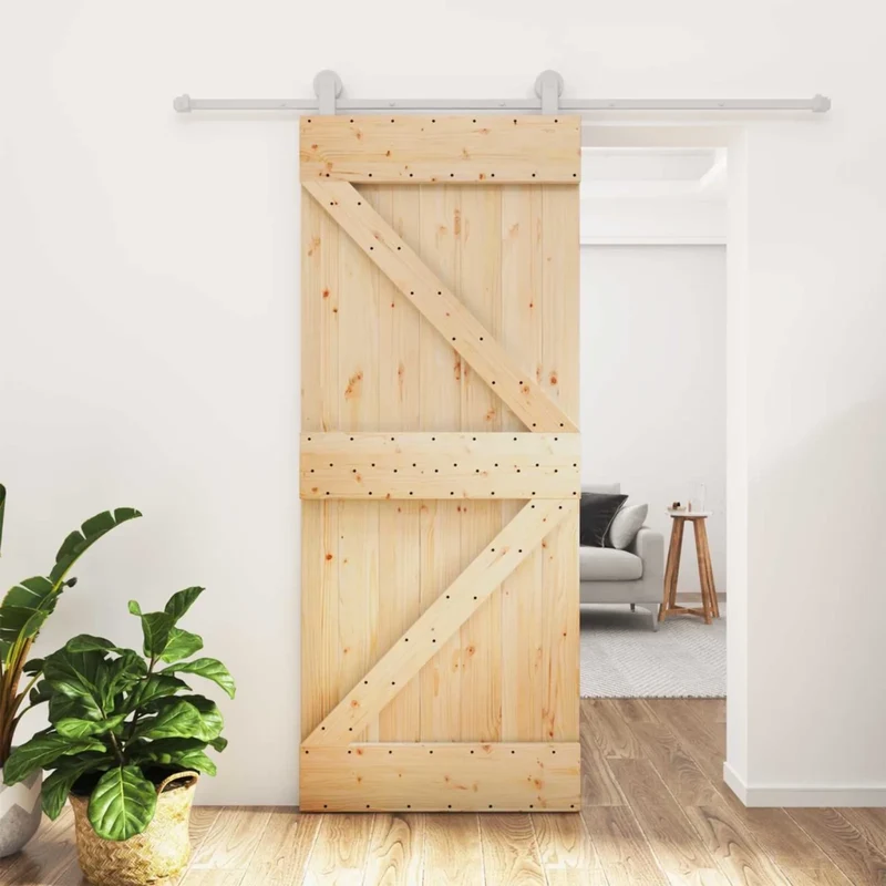 Porta scorrevole Naturale e Bianco 80 x 210 cm 3445023