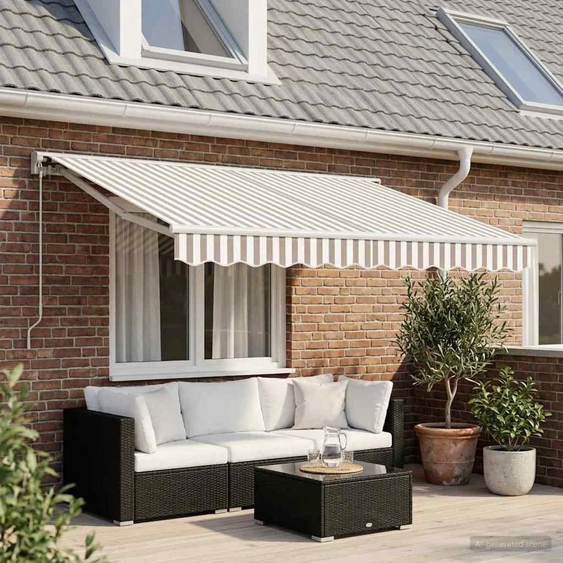 Tenda retrattile manuale Grigio chiaro e bianco 3 x 2,5 m 3425898