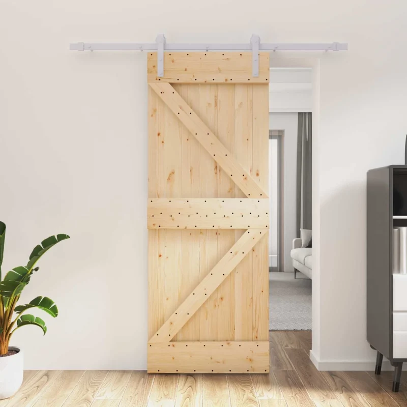 Porta scorrevole Naturale e Bianco 80 x 210 cm 3444931