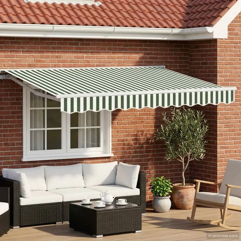 Tettuccio Elettrico Retrattile Verde e Bianco 3,5 x 2,5 m 3420989
