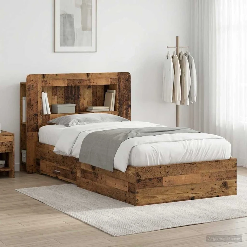 Telaio del letto con storage Legno antico 100 x 200 cm 3433826