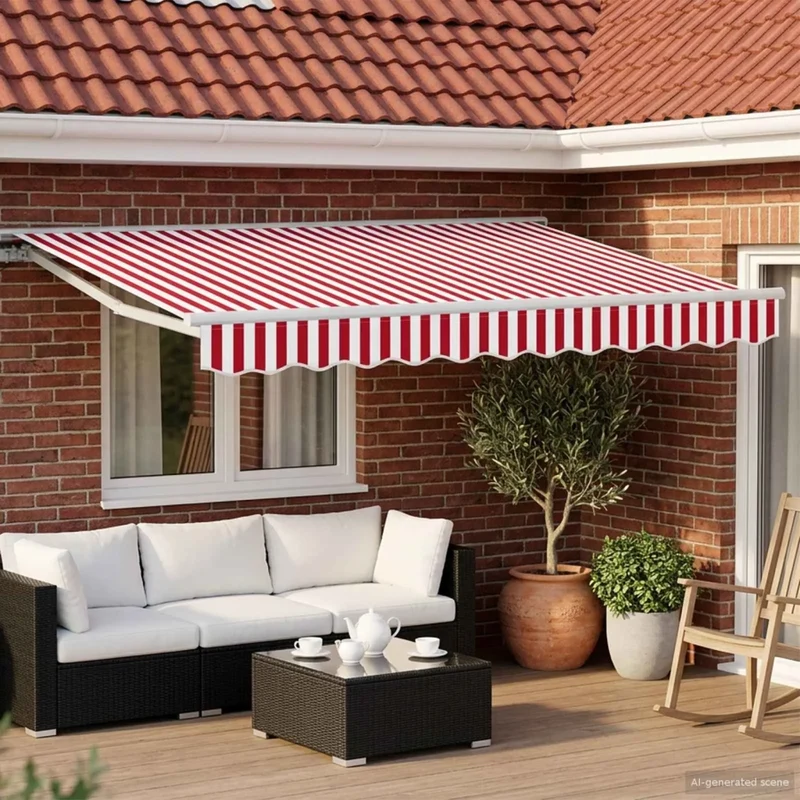Tenda retrattile manuale Rosso e Bianco 3 x 2,5 m 3420220