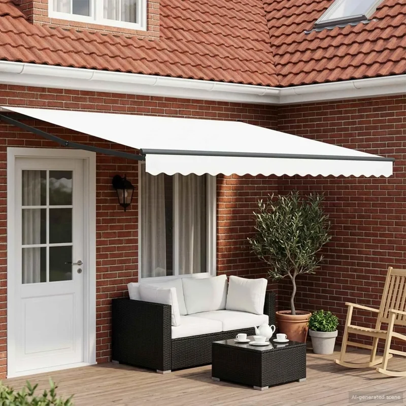 Tenda retrattile manuale con LED Bianco e Antracite 4,5 × 3 m 3419488