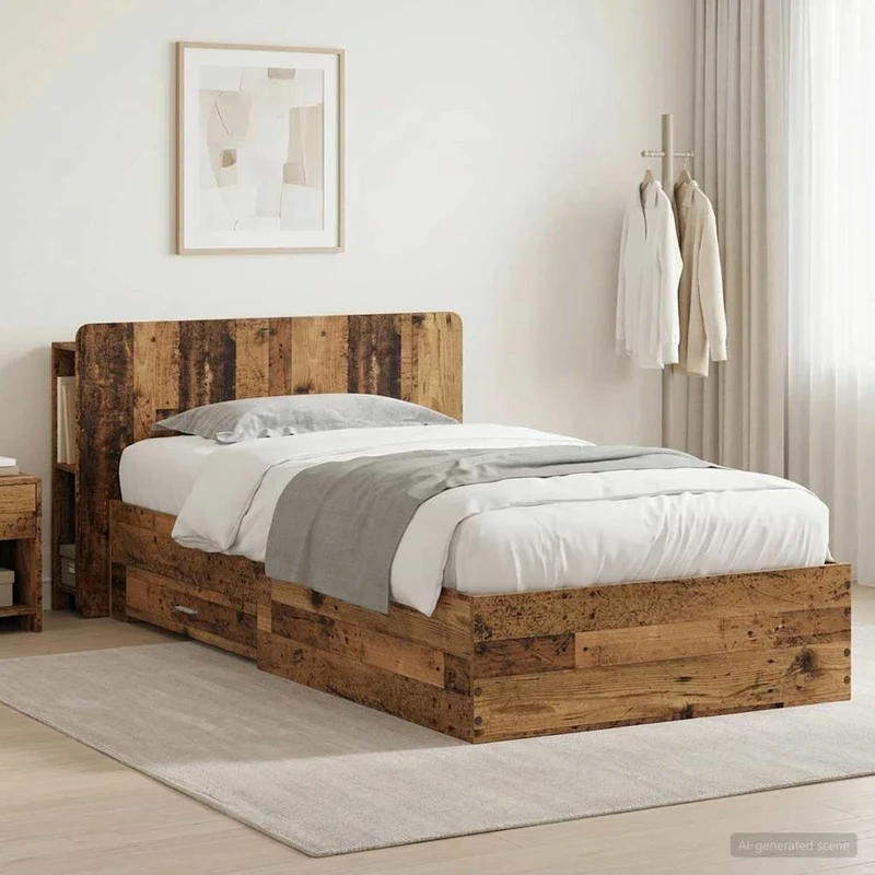 Telaio del letto con storage Legno antico 100 x 200 cm 3433721