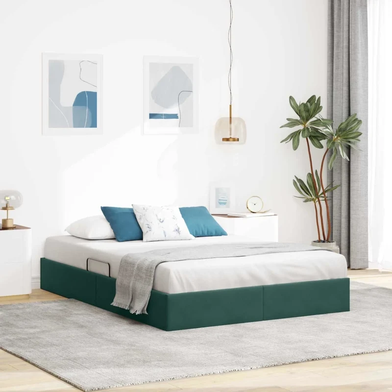 Letto ottomano Verde Scuro 140 x 200 cm Velluto 3442889