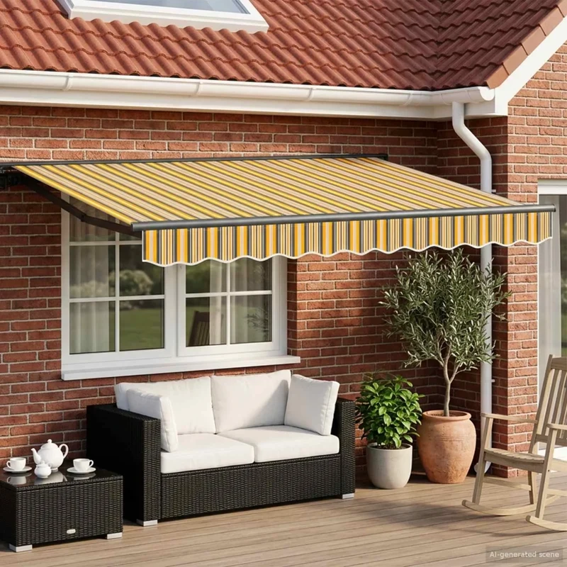 Tenda retrattile manuale Giallo, Grigio e Bianco 3 x 2 m 3420393