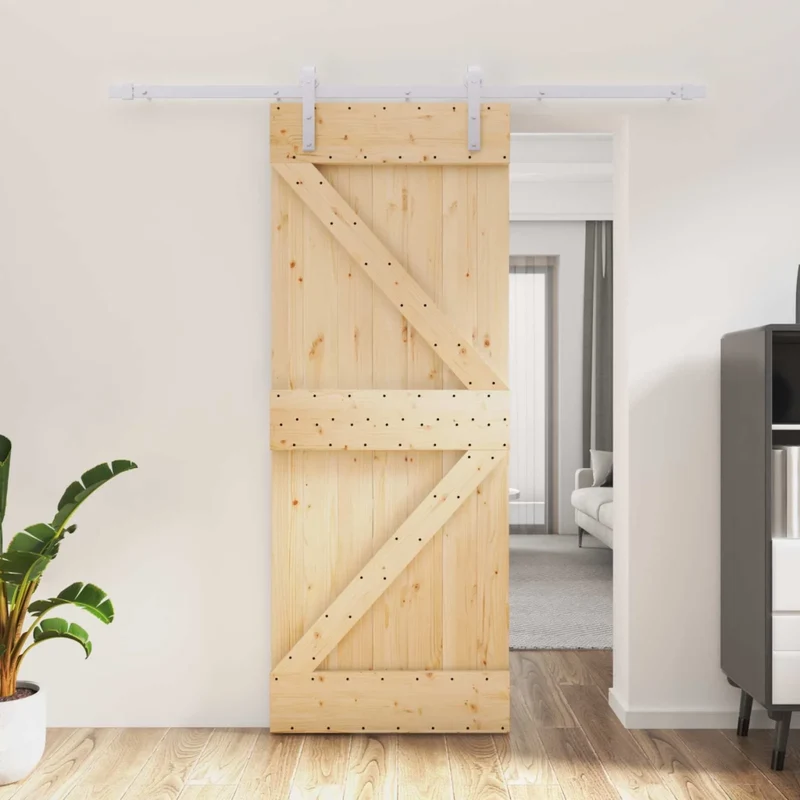 Porta scorrevole Naturale e Bianco 80 x 210 cm 3444948