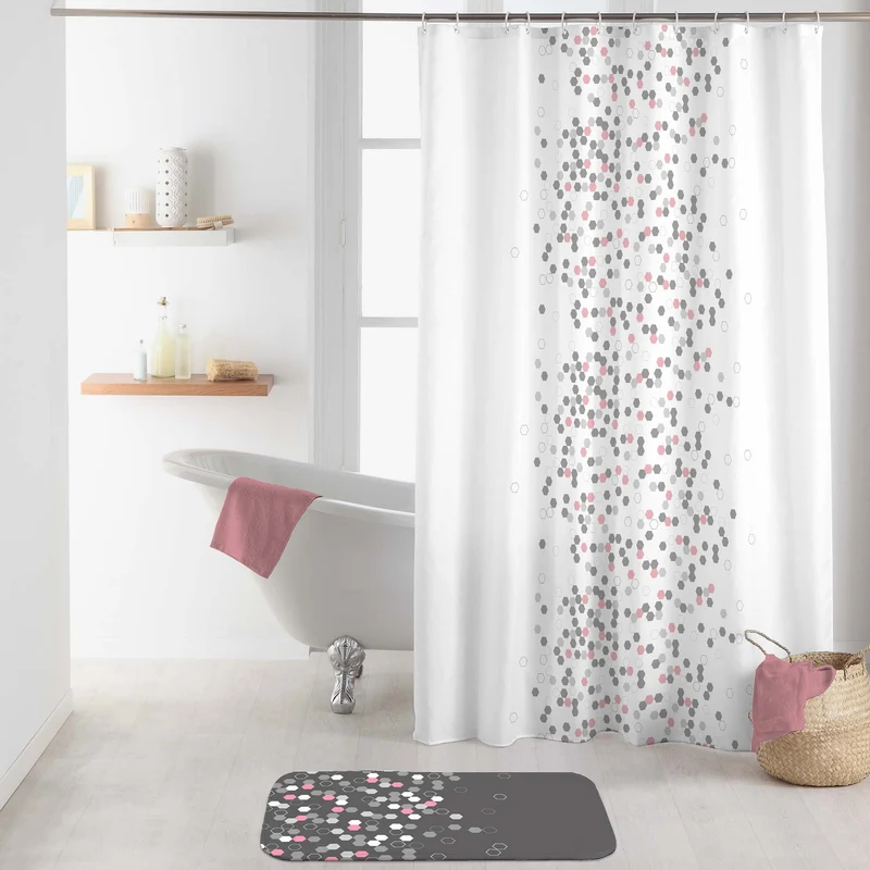 Tenda da doccia 180 x 200 cm con ganci