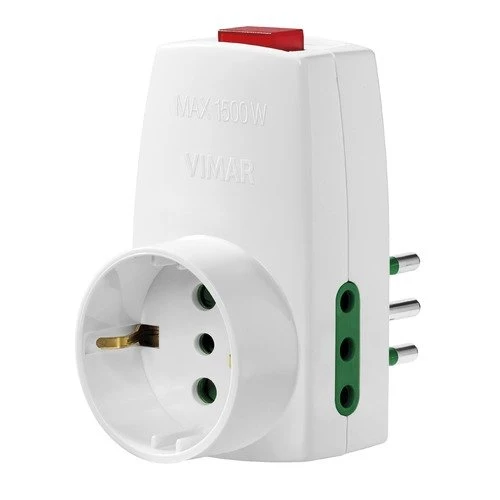 Adattatore S11+2P11+P30+ interruttore bianco Vimar