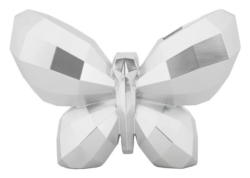 Vaso Butterfly Silver 22,5x8x15 cm in Resina Argento