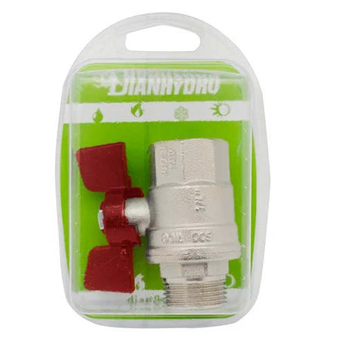 Valvola a sfera mf con farfalla blister 3/8 dn 10 pn 64 farf. nera