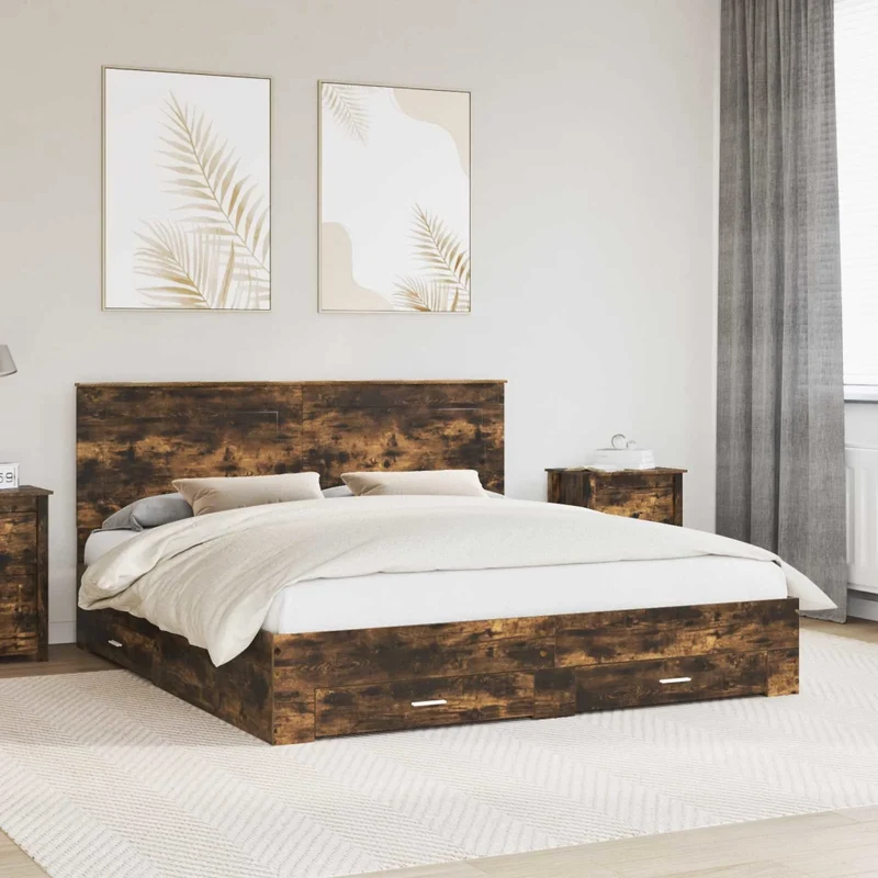 Struttura del letto Rovere Fumo 200 x 200 cm 3409612