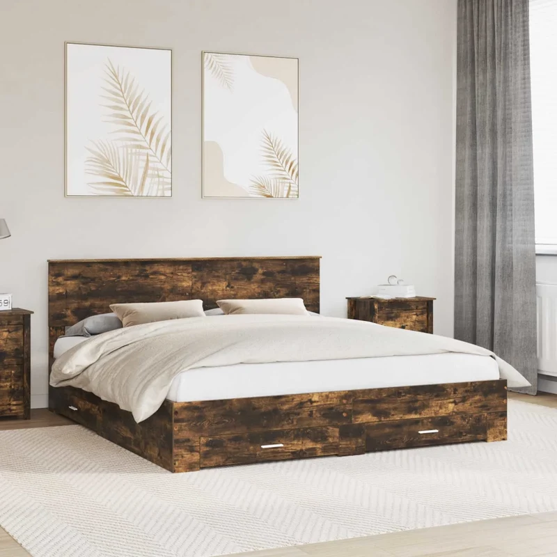 Struttura del letto Rovere Fumo 200 x 200 cm 3408226