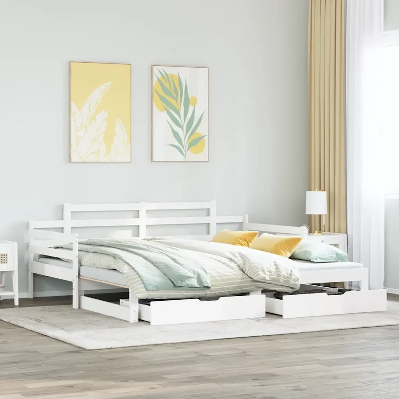 Letto Estraibile con Cassetti senza Materasso Bianco 80x200 cm 3302240
