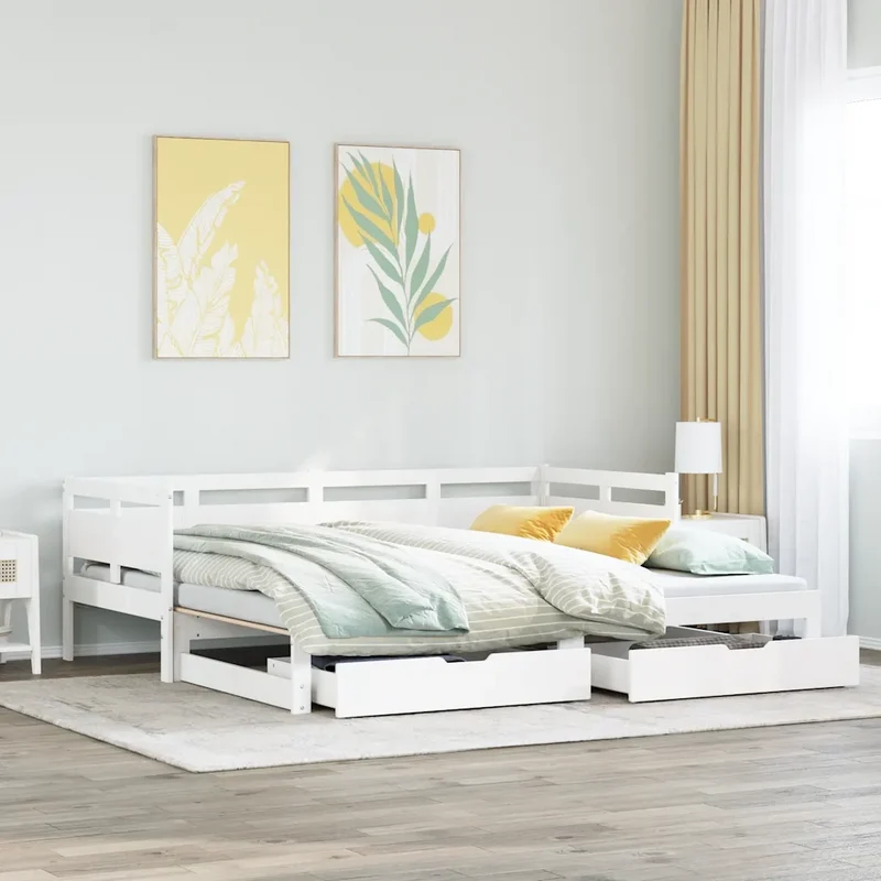 Letto Estraibile con Cassetti senza Materasso Bianco 80x200 cm 3302234