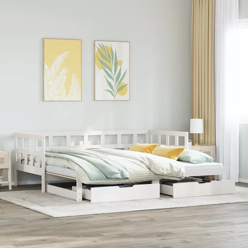 Letto Estraibile con Cassetti senza Materasso Bianco 90x200 cm 3302202