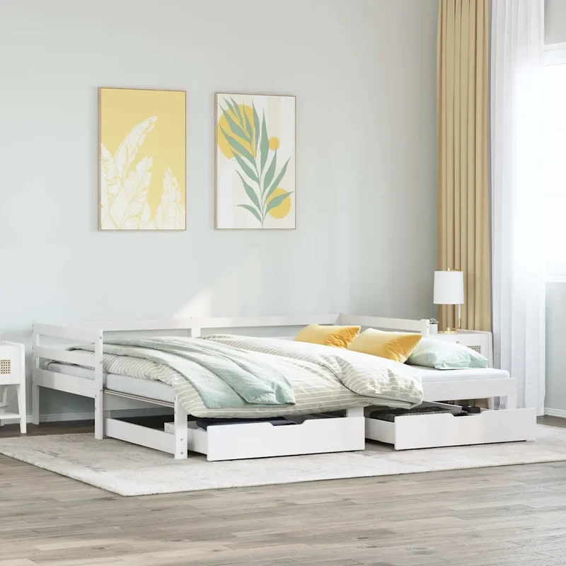 Letto Estraibile con Cassetti senza Materasso Bianco 80x200 cm 3302149