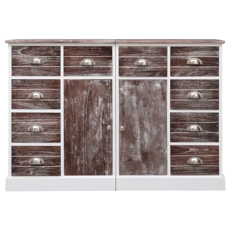 Credenza con 10 Cassetti Marrone 113x30x79 cm in Legno 284174