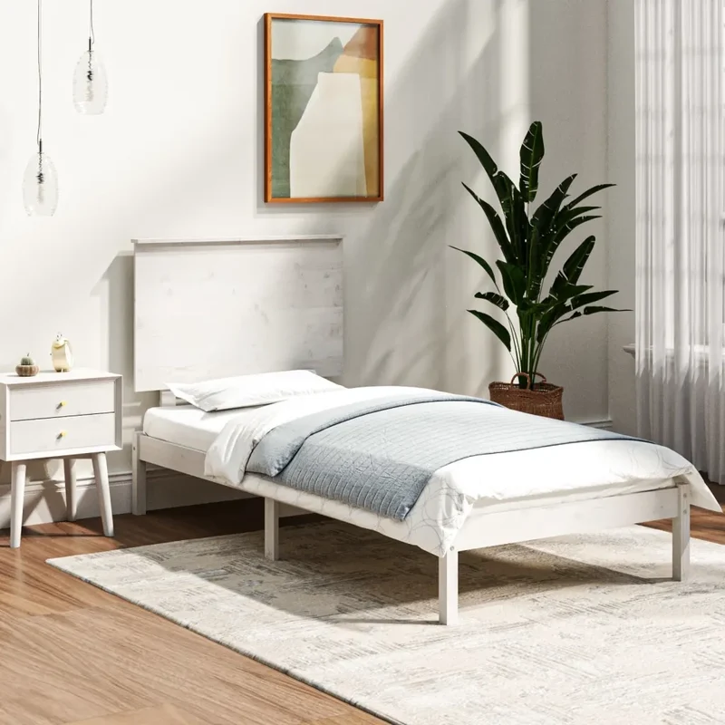 Giroletto senza Materasso Bianco 90x200 cm Legno Massello Pino 3104789