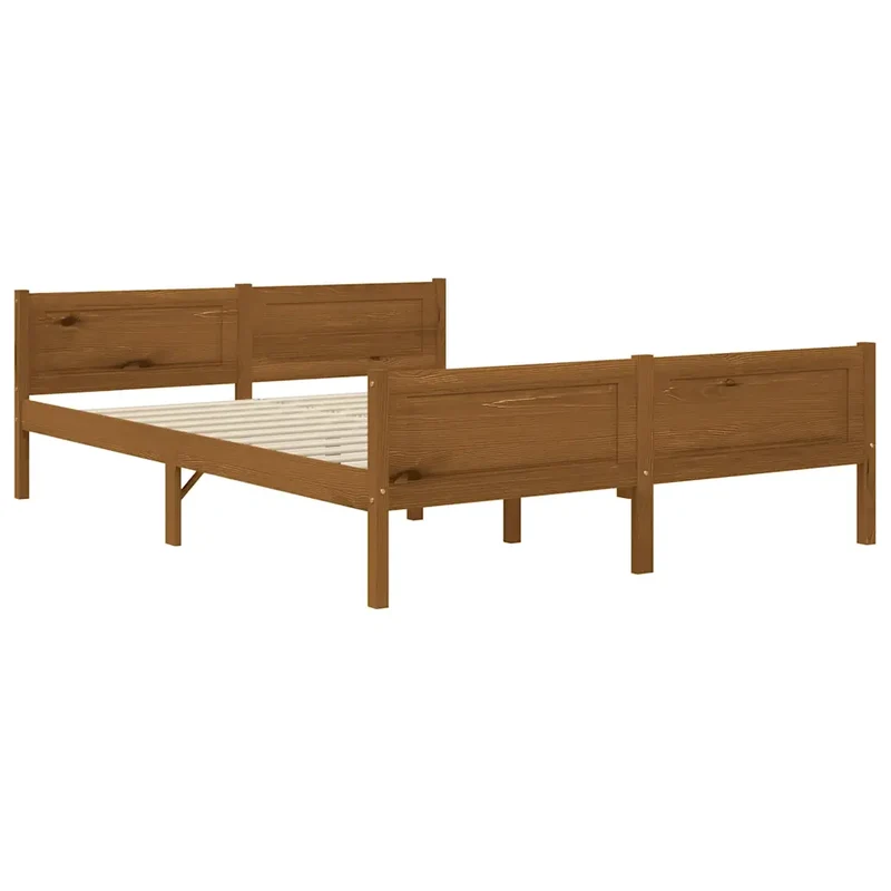 Giroletto in Legno Massello di Pino Marrone Ambrato 160x200 cm 322114