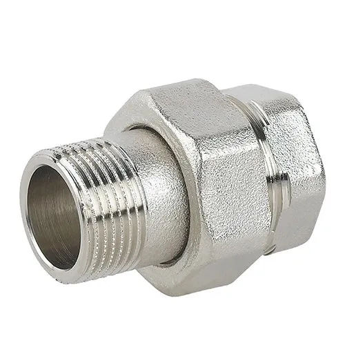 Raccordo diritto 3 pz mf sede piana in ottone nichelato c/guarnizione 1 1/4