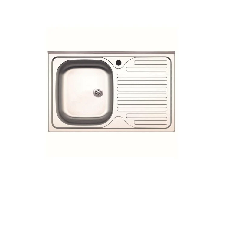 Lavello Appoggio INOX 1 Vasca SX e Gocciolatoio DX 80 cm