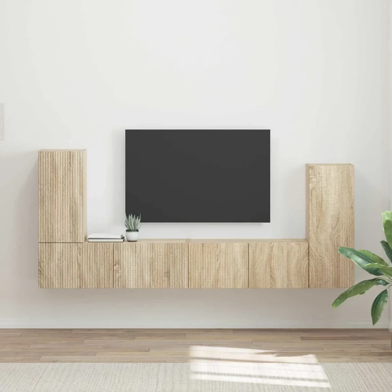 Set mobile TV 4 pz Rovere Sonoma Legno ingegnerizzato 3409116