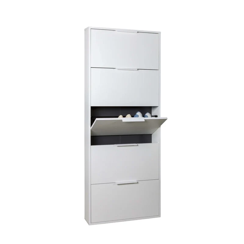 Scarpiera 5 Ribalte Slim 65 x 15 x 174 cm H Bianco