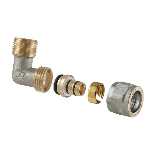 Raccordo curvo maschio a compressione per multistrato 2 pz assemblato 1/2 x 1/2-16